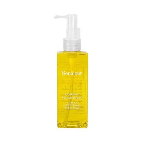ProtoClinical k-beauty Bonajour Rice Bran Cleansing Oil 200ml single upright cleansing oil bottle centered on a light background.