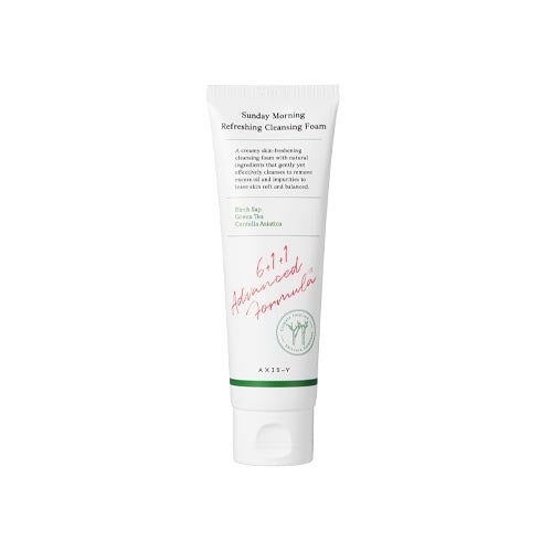 ProtoClinical k-beauty AXIS-Y Sunday Morning Refreshing Cleansing Foam 120ml single centered cleansing foam package with visible front label on a white background