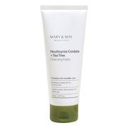 ProtoClinical k-beauty [MARY & MAY] Houttuynia Cordata + Tea Tree Cleansing Foam 150ml single upright pale green cleansing foam tube on a white background.