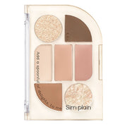 ProtoClinical k-beauty peripera Simplain Eye Palette 1.5gx1.17gx2.18g x 4 (2 Colors) shown in warm beige and brown tones on a white background.
