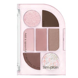 ProtoClinical k-beauty peripera Simplain Eye Palette 1.5gx1.17gx2.18g x 4 (2 Colors) shown in soft mauve and rosy beige tones on a white background.