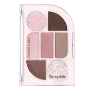 ProtoClinical k-beauty peripera Simplain Eye Palette 1.5gx1.17gx2.18g x 4 (2 Colors) shown in soft mauve and rosy beige tones on a white background.