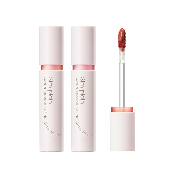 ProtoClinical k-beauty peripera Simplain Water Blur Tint 4.3g (5 Colors) two upright package silhouettes with a slim tube beside a taller rectangular box on a pale background