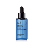ProtoClinical k-beauty dark blue beauty bottle on a clean light background with soft peach and blue side accents.
