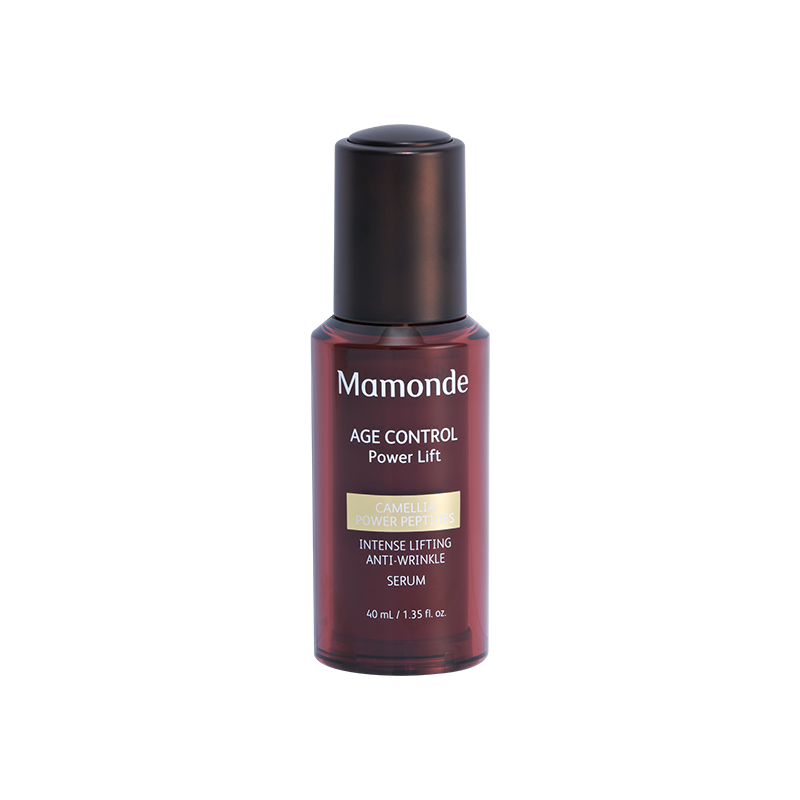 ProtoClinical k-beauty Mamonde Age Control Powerlift Serum 40ml pale beige silhouette centered in a tall vertical layout on a light background.