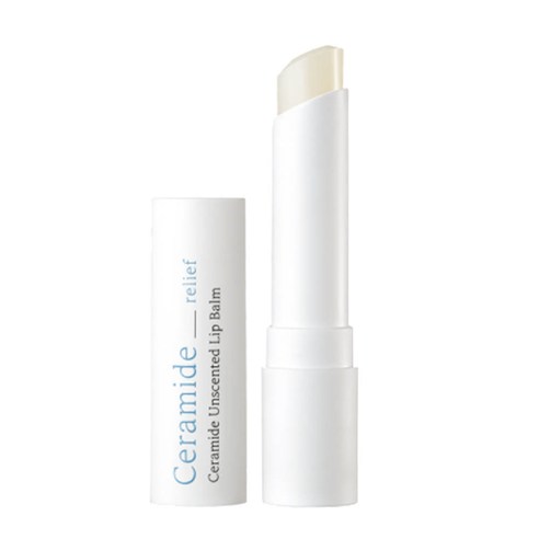ProtoClinical k-beauty ILLIYOON Ceramide Lip Balm Unscented 3.2g with the white cap beside an open balm stick, shown upright on a clean white background