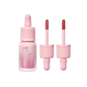 ProtoClinical k-beauty peripera Ink Airy Velvet 4g (NEW #21~#25) two upright pink lip tint package silhouettes with a slim tube beside a taller rectangular box on a pale background