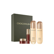 ProtoClinical k-beauty MISSHA CHOGONGJIN GEUMSUL SKINCARE SET dark skincare bottle on a light background with pale blue side accents