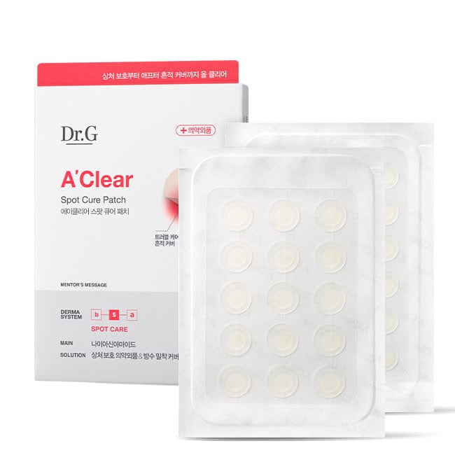 ProtoClinical k-beauty Dr.G A'Clear Spotcure Patch (10mm 24pc / 12mm 15pc) single front-facing spot patch package shown in a centered packshot on a light background