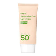 ProtoClinical k-beauty [MANYO FACTORY] ma:nyo Foundation-Free Sun Cream 50ml single upright sun cream tube in warm beige packaging on a light background.