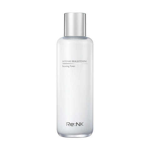ProtoClinical k-beauty Re:NK Intense Brightening Boosting Toner 150ml beauty product silhouette with a pale blue-gray vertical center on a light background.