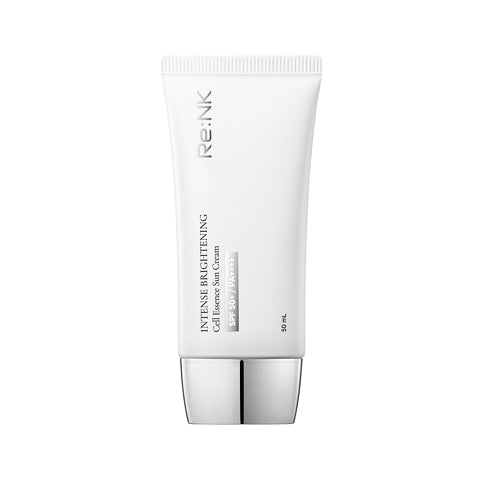 ProtoClinical k-beauty Re:NK INTENSE BRIGHTENING CELL ESSENCE SUN CREAM 50ml single upright sun cream package on a light background.