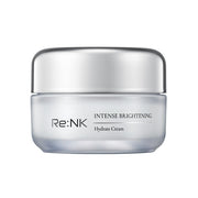 ProtoClinical k-beauty Re:NK INTENSE BRIGHTENING HYDRATE CREAM 55ml abstract beauty graphic with a soft blue-gray center on a pale background.