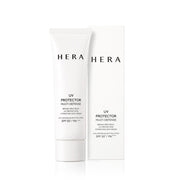 ProtoClinical k-beauty HERA UV PROTECTOR MULTI-DEFENSE SPF50+ / PA++++ 50ml beige sunscreen tube on a light background.