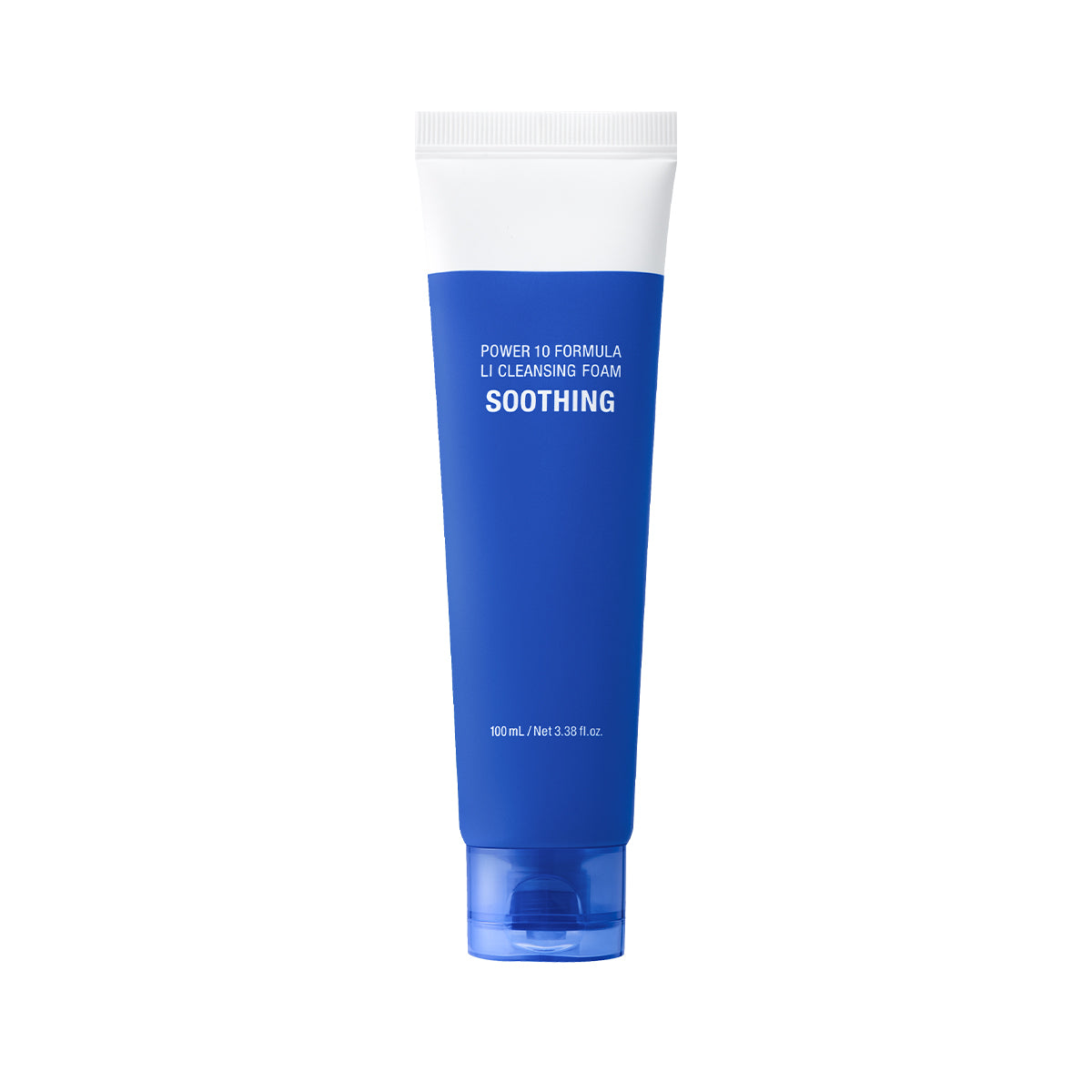 ProtoClinical k-beauty It'S SKIN POWER 10 FORMULA LI CLEANSING FOAM SOOTHING 100ml single upright blue cleansing foam tube centered on a light background.
