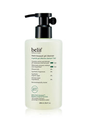 ProtoClinical k-beauty belif Herb Bouquet Gel Cleanser 250ml shown as a tall olive cleanser bottle on a clean light background.