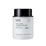ProtoClinical k-beauty belif Super Knights Purifying Clay Mask 75ml square mask product shot with mint green and white packaging tones