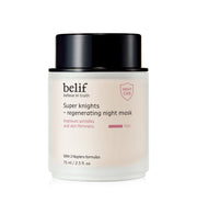 ProtoClinical k-beauty belif Super Knights Regenerating Night Mask 75ml tall mask product shot with pale neutral packaging on a white background