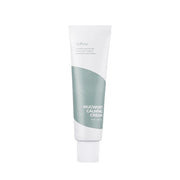 ProtoClinical k-beauty Isntree Mugwort Calming Cream 50ml shown as a single gray bottle-style pack centered upright with pale blue side accents on a white background