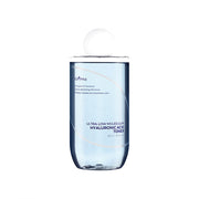ProtoClinical k-beauty Isntree Ultra-Low Molecular Hyaluronic Acid Toner 300ml shown as a single aqua bottle centered upright with coral side panels on a white background
