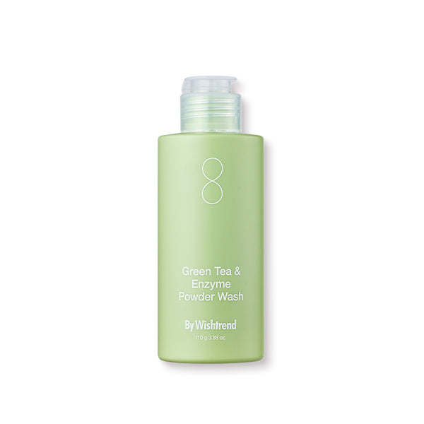 ProtoClinical k-beauty [By Wishtrend] Green Tea & Enzyme Powder Wash 110g product packshot on a clean white background.