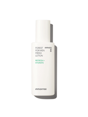 ProtoClinical k-beauty innisfree Forest For Men Fresh Lotion 140ml single upright beige lotion bottle centered on a white background with pale blue side blocks