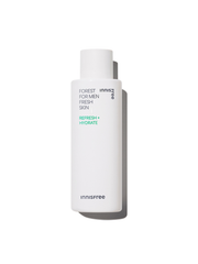 ProtoClinical k-beauty innisfree Forest For Men Fresh Skin 180ml single upright lavender-gray bottle centered on a white background with pale blue side blocks