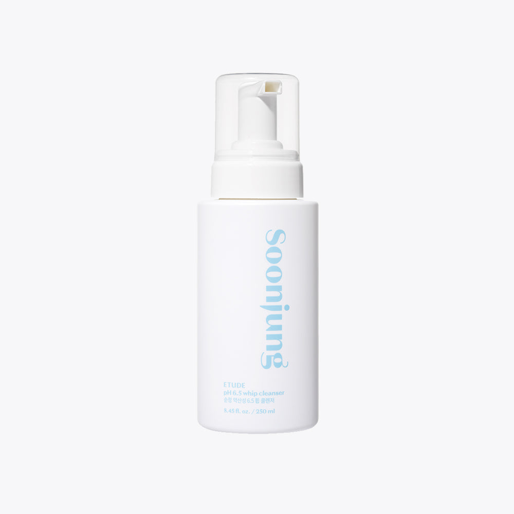 ProtoClinical k-beauty ETUDE SoonJung pH 6.5 Whip Cleanser 250ml single pump cleanser bottle shown upright in a front-facing studio product shot