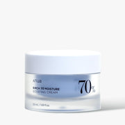 ProtoClinical k-beauty Anua Birch 70 Moisture Boosting Cream 50ml single wide pale blue-gray cream container centered low on a light cream background