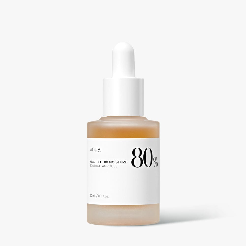 ProtoClinical k-beauty Anua HEARTLEAF 80% MOISTURE SOOTHING AMPOULE 30ml single ampoule bottle packshot on a light background