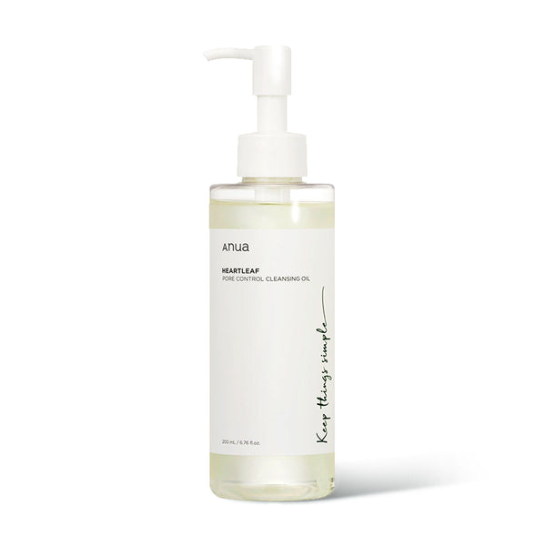 ProtoClinical k-beauty Anua Heartleaf Pore Control Cleansing Oil 200ml single upright cleansing oil bottle shown in a studio product shot on a light background