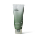 ProtoClinical k-beauty Anua HEARTLEAF QUERCETINOL PORE DEEP CLEANSING FOAM 150ml single upright green cleansing foam package centered on a light background with soft peach side accents.