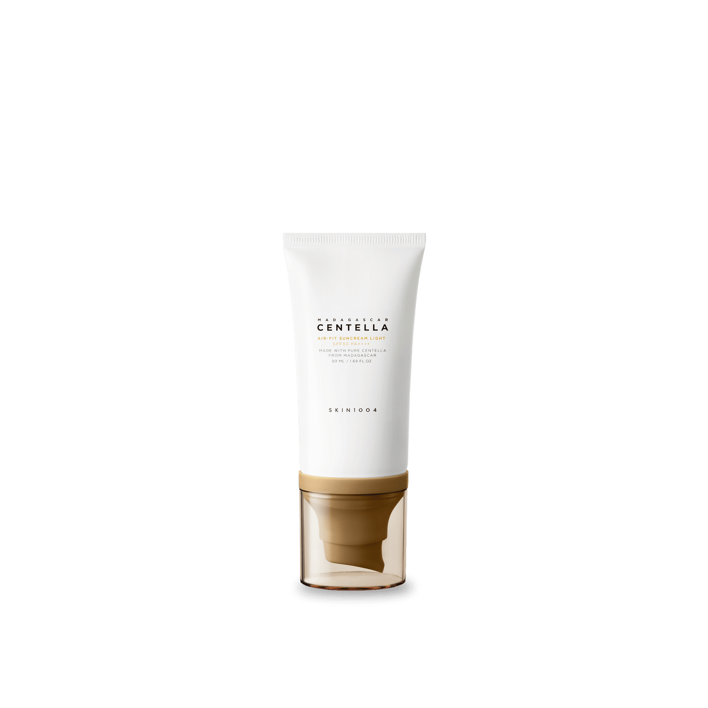 ProtoClinical k-beauty SKIN1004 CENTELLA AIR-FIT SUNCREAM LIGHT SPF30 PA++++ 50ml single suncream product cutout in a square image with a transparent background