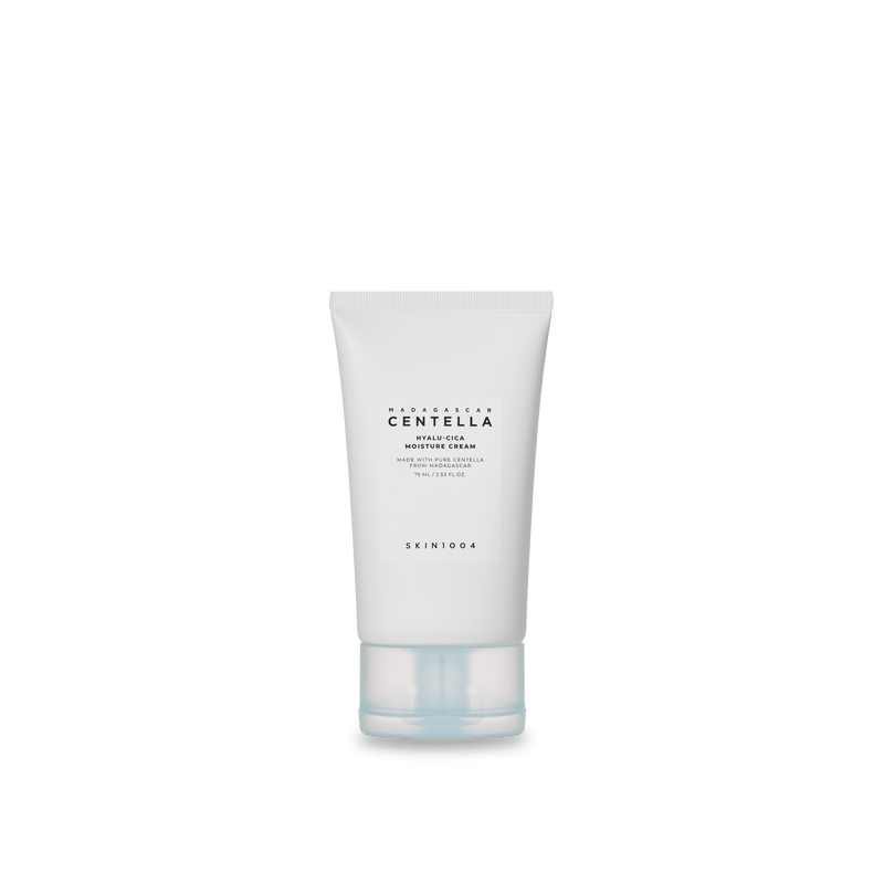 ProtoClinical k-beauty SKIN1004 HYALU-CICA MOISTURE CREAM 75ml in a single centered product packshot with pale blue and gray tones on a light background