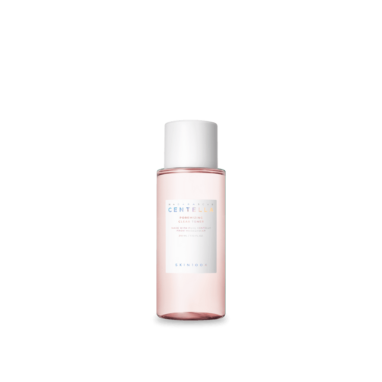 ProtoClinical k-beauty SKIN1004 POREMIZING CLEAR TONER 210ml in a single centered product packshot with soft pink tones on a light background