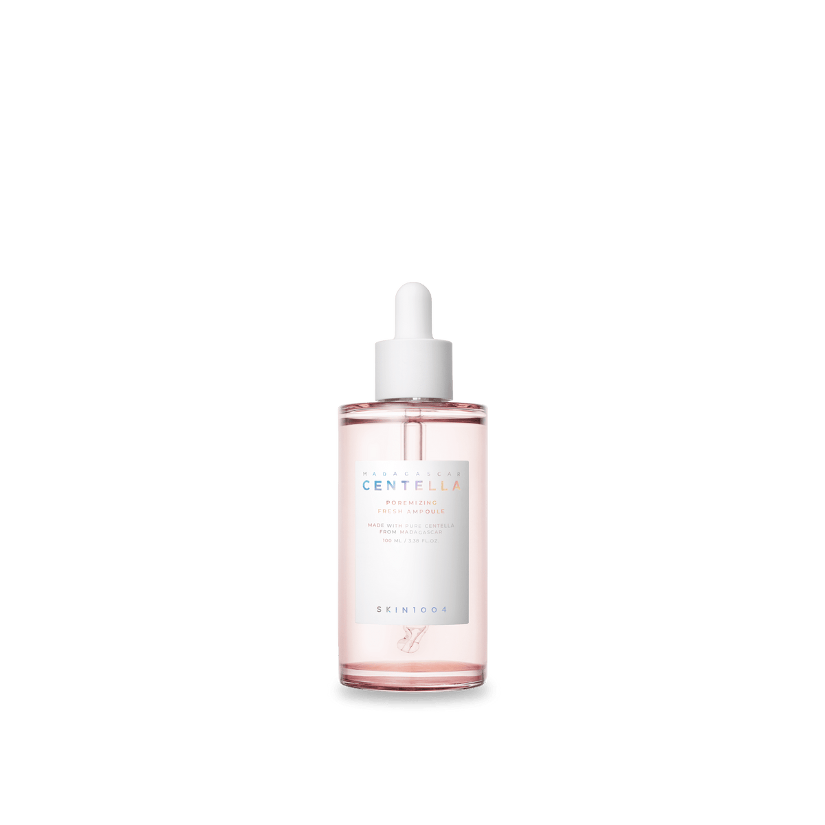 ProtoClinical k-beauty SKIN1004 POREMIZING FRESH AMPOULE 100ml in a single centered product packshot with soft pink tones on a light background
