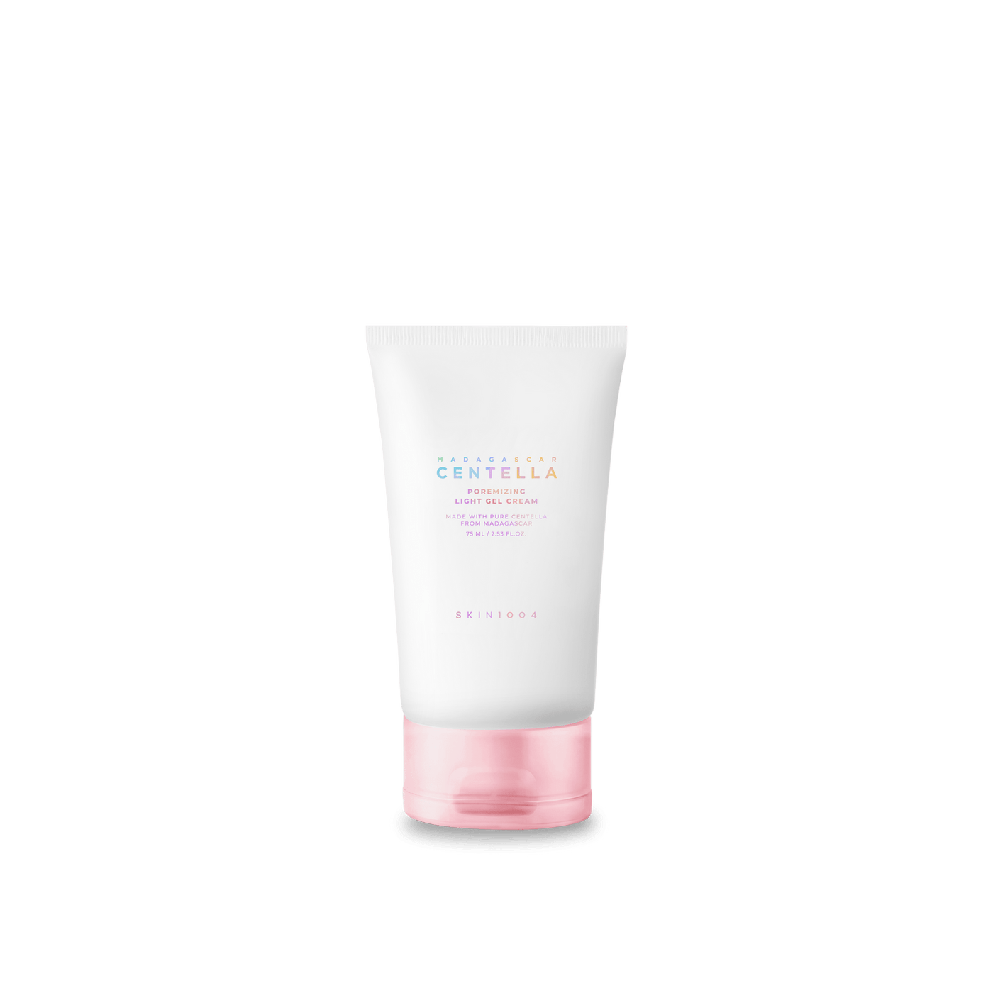 ProtoClinical k-beauty SKIN1004 POREMIZING LIGHT GEL CREAM 75ml in a single centered product packshot with soft pink tones on a light background