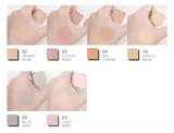 ProtoClinical k-beauty tooq One By Genuine Magnetic Eye Shadow #Base Matte shown as two horizontal taupe-brown shadow swatches on a pale beige and white background