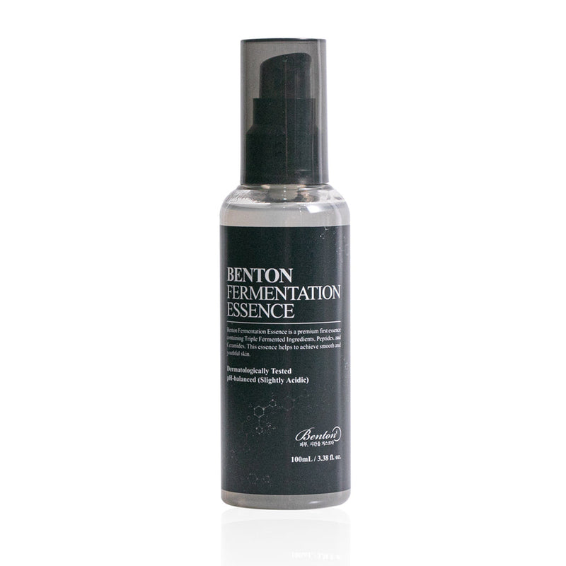 ProtoClinical k-beauty Benton Fermentation Essence 100ml single upright gray essence bottle centered on a white background with pale blue side shading