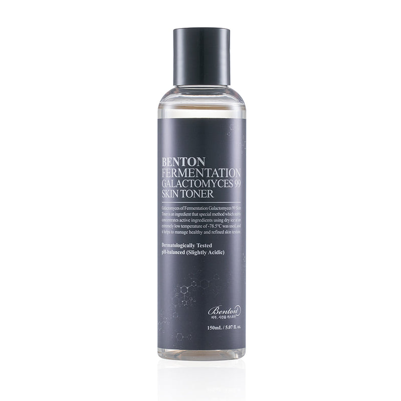 ProtoClinical k-beauty Benton Fermentation Galactomyces 99 Skin Toner 150ml single upright olive toner bottle centered on a light green background