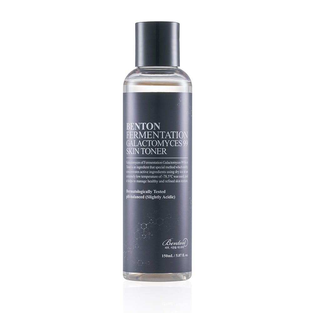 ProtoClinical k-beauty Benton Fermentation Galactomyces 99 Skin Toner 150ml single upright olive toner bottle centered on a light green background