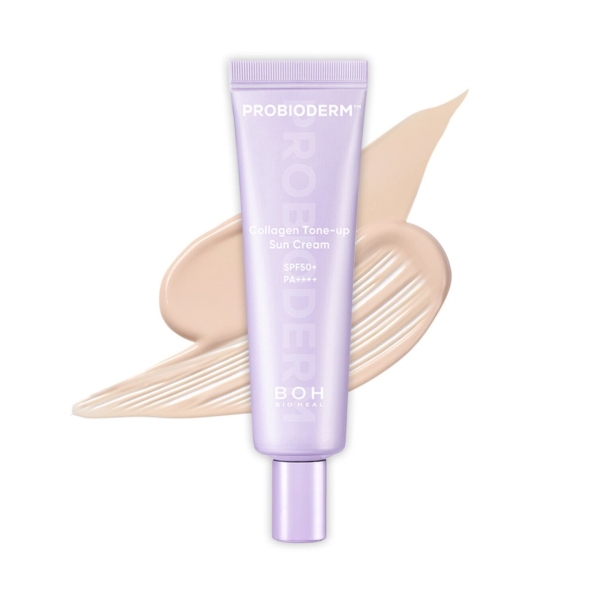 ProtoClinical k-beauty warm yellow beauty product silhouette with soft lavender side tones on a light background.