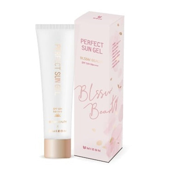 ProtoClinical k-beauty MIZON Perfect Sun Gel SPF 50+ PA++++ 50ml single front-facing sunscreen tube on a white background.