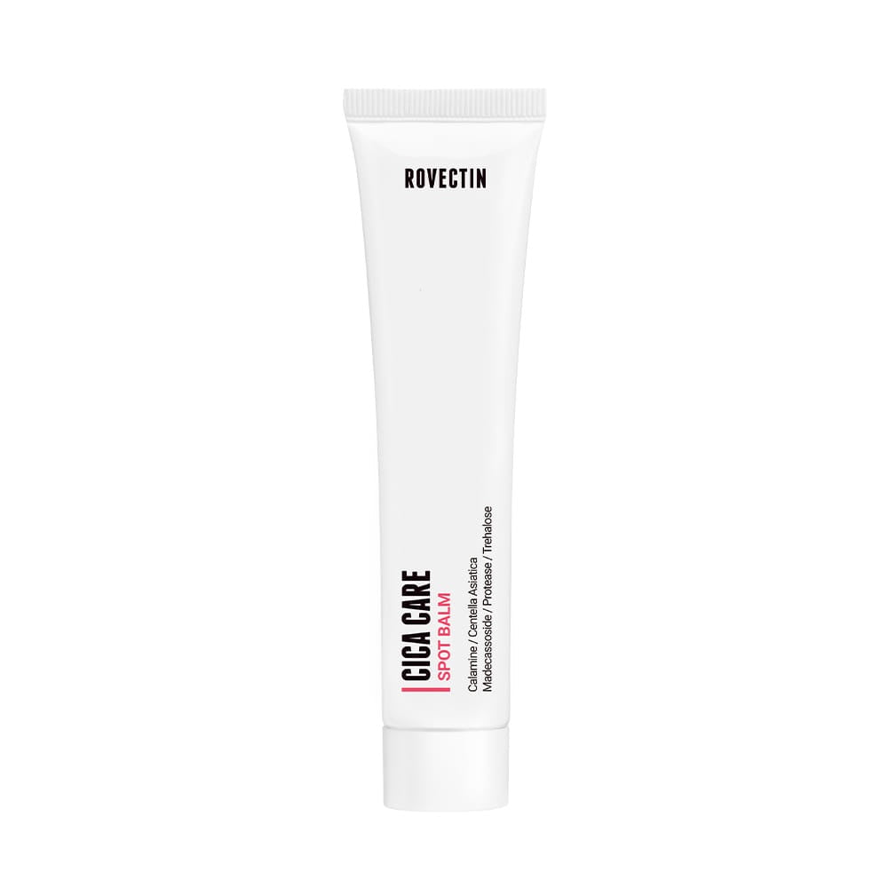 ProtoClinical k-beauty ROVECTIN CICA CARE SPOT BALM 40ml beauty product silhouette centered on a light background.