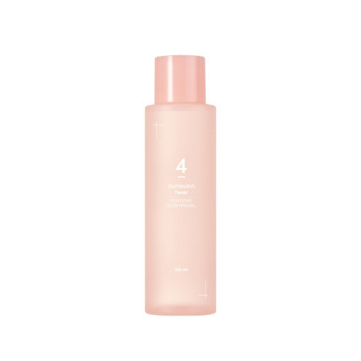 ProtoClinical k-beauty numbuzin No.4 Hydrating Glow Mineral Toner 200ml single upright toner bottle centered on a soft white background.