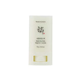 ProtoClinical k-beauty [Beauty of Joseon] Matte sun stick : Mugwort + Camelia 18g (SPF50+ PA++++) single upright beige sun stick package centered on a light background.