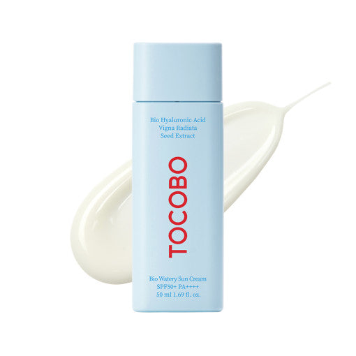 ProtoClinical k-beauty TOCOBO Bio Watery Sun Cream SPF50 PA++++ 50ml shown as a single product set in a front-facing studio packshot on a clean white background