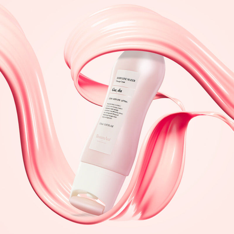 ProtoClinical k-beauty BeaumAnt Body Line Gua Sha Maker 150ml single pale pink body sculpting gel bottle with a cream base, front-facing label, and clean white background