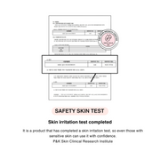 ProtoClinical k-beauty BeaumAnt Body Line Gua Sha Maker 150ml safety test infographic with Korean document boxes, a pink seal icon, and bold 'Safety Skin Test' text on a white background