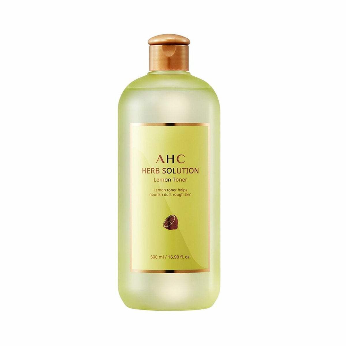 ProtoClinical k-beauty AHC Herb Solution Lemon Toner 500ml single upright toner bottle centered on a light background